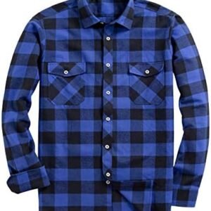Alimens & Gentle Men’s Button Down Regular Fit Long Sleeve Plaid Flannel Casual Shirts