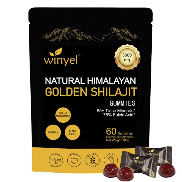Shilajit Gummies, Himalayan Shilajit Supplements, Ashwagandha, Gokshura, 85 Trace Minerals, High Potency Gold Grade, 60 Gummies For Energy Boost, Immune Support, Non-GMO - Image 5